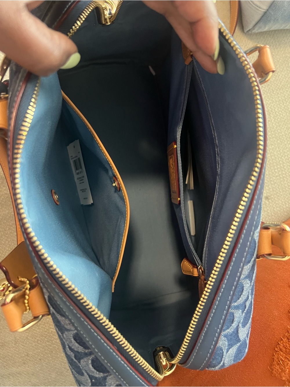 Coach Signature Large Denim Rowan - Picture 8 of 10